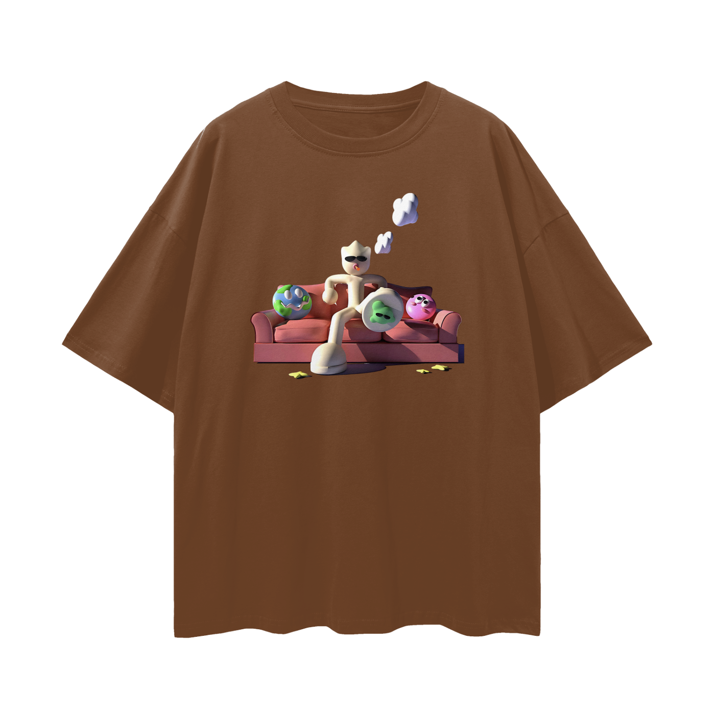 Clay Man On Couch Graphic Oversized T Shirt