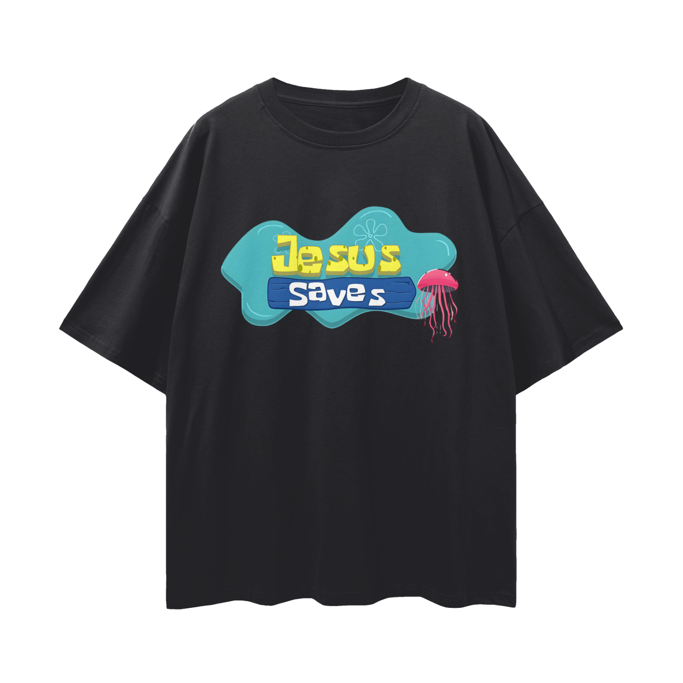 Religious Jesus Saves Spongebob Graphic Oversized T Shirt