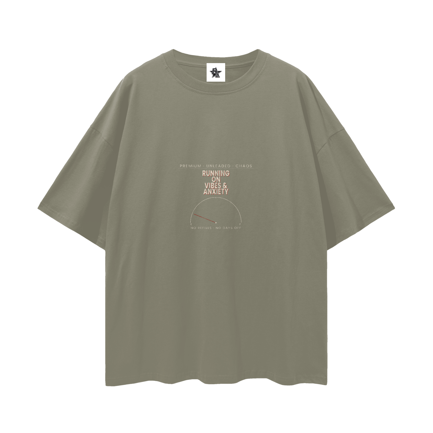 Running On Vibes And Anxiety Oversized T-Shirt | Funny Vintage Graphic
