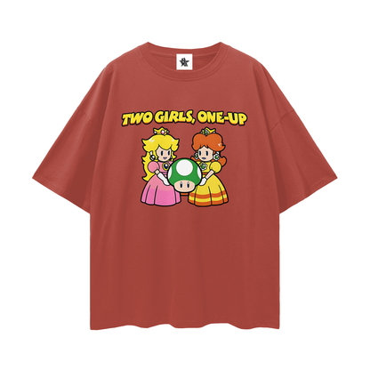 Funny Vintage/Y2K Two Girls One Up Oversized T Shirt