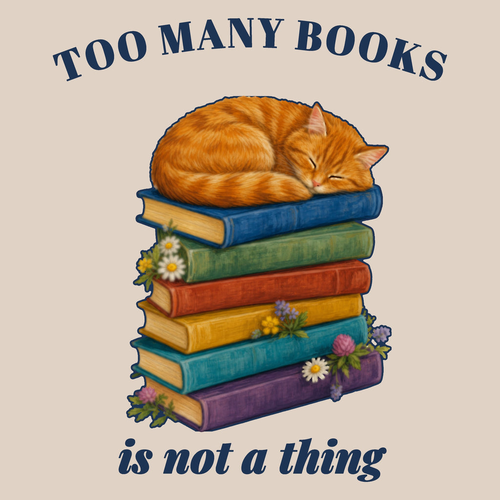 Too Many Books Is Not a Thing Tote Bag, Sleeping Cat on Books, Book Lover Gift