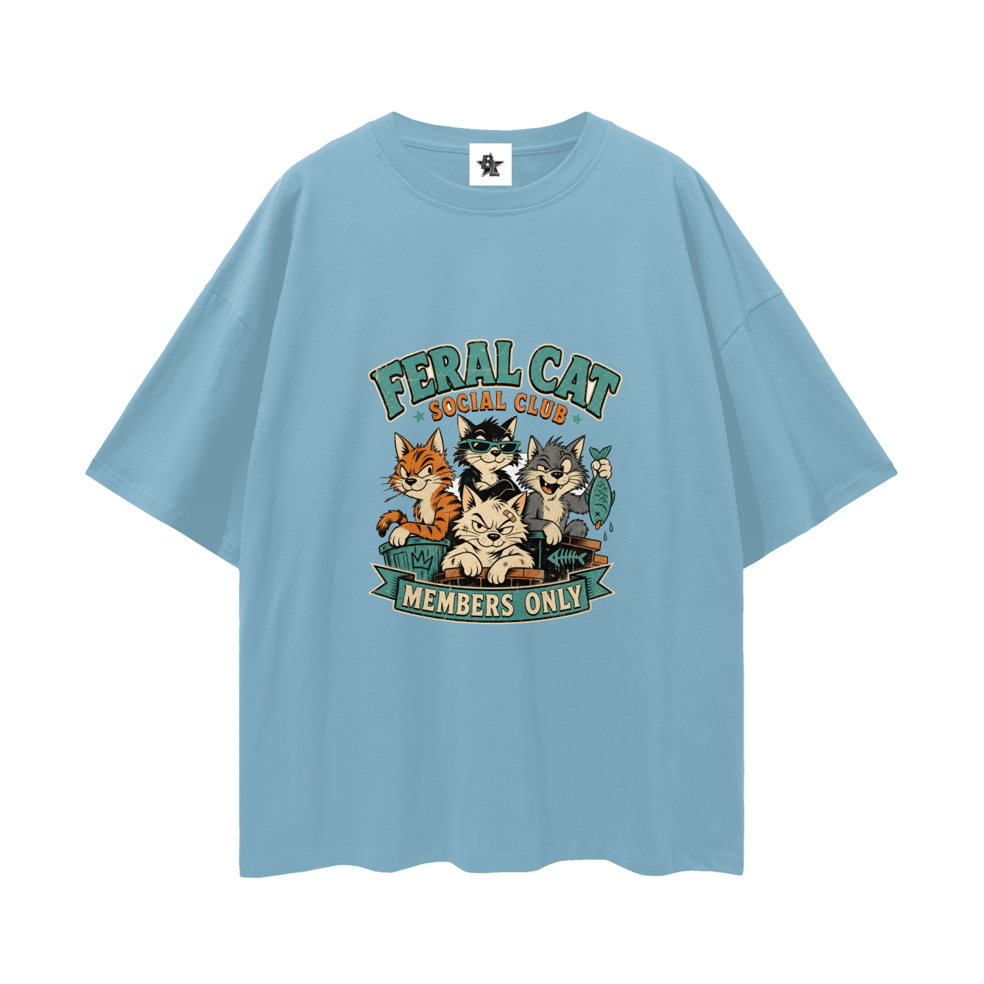 Feral Cat Social Club Tee - Members Only | Oversized Heavyweight Bootleg Graphic Tee