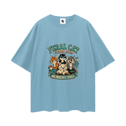 Feral Cat Social Club Tee - Members Only | Oversized Heavyweight Bootleg Graphic Tee