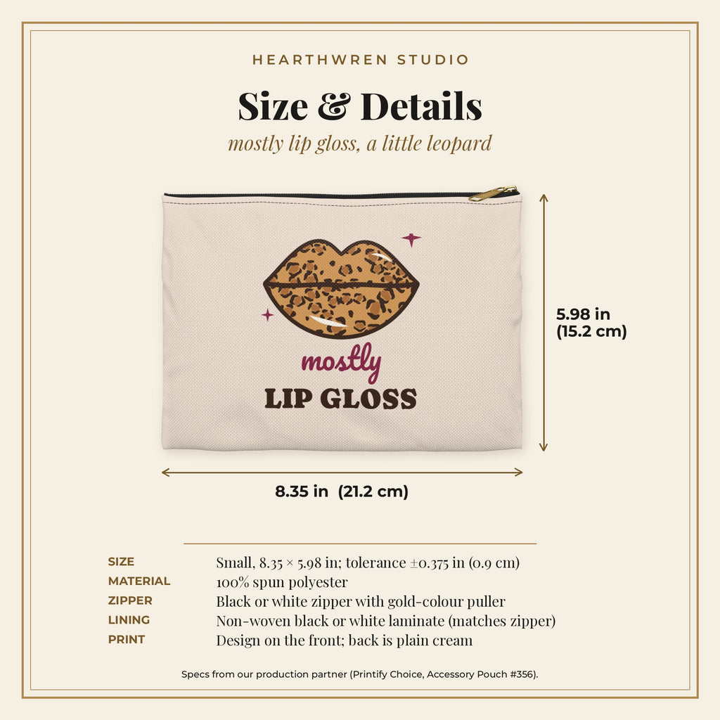 Size and details card: 8.35 x 5.98 in makeup bag