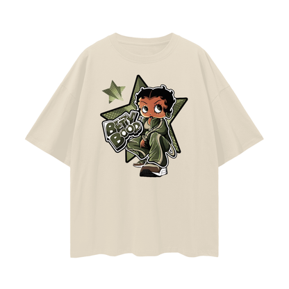 Vintage Like Betty Boop Camo Star Oversized T Shirt