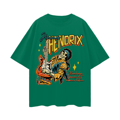 Vintage Like Jimmy Hendrix Skull Flame Graphic Oversized T Shirt