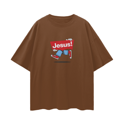 Religious Jesus Vintage Levi's Logo Like Graphic Oversized T Shirt