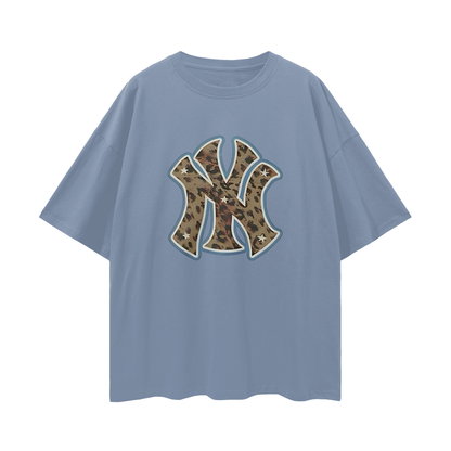 Yankees Leopard 90s Vintage Like Graphic Oversized T Shirt