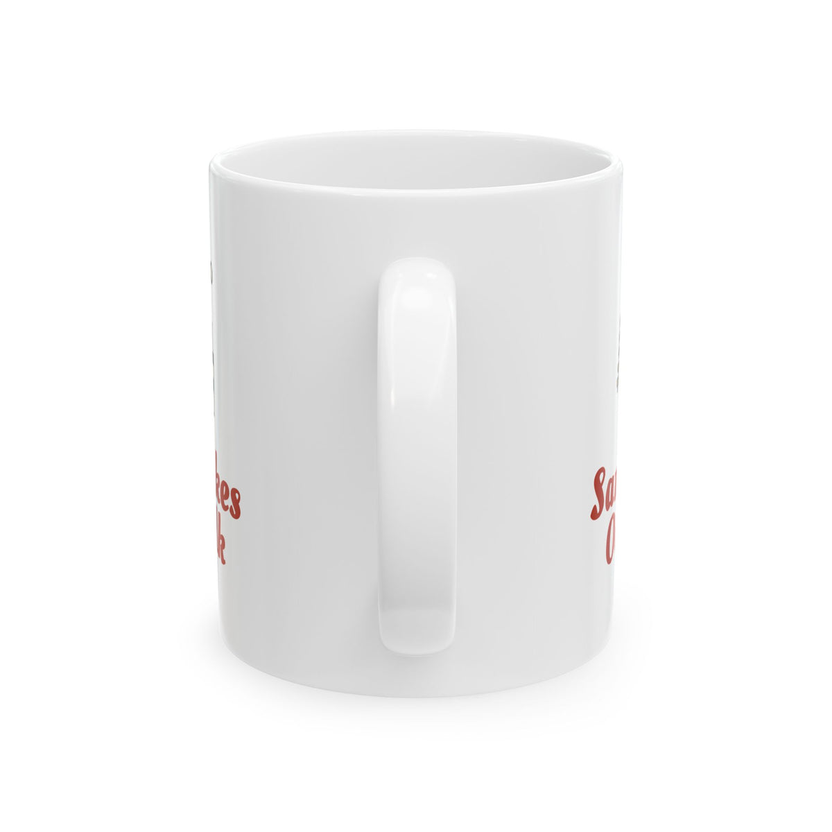 Santa Takes Oat Milk mug, 11oz back view with handle