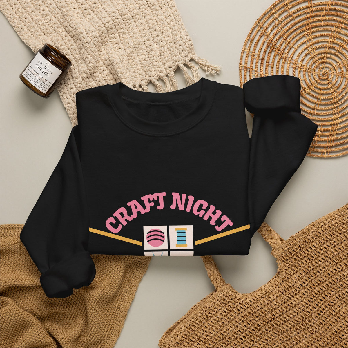 Craft Night Crew Felt Patch Varsity Crewneck Sweatshirt