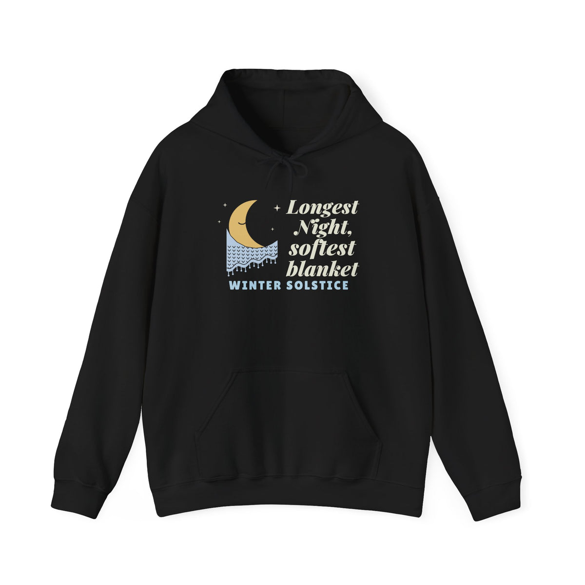 Longest Night Softest Blanket Hoodie, Winter Solstice Crescent Moon Sweatshirt