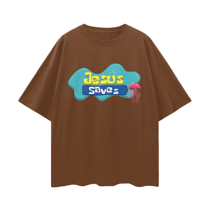 Religious Jesus Saves Spongebob Graphic Oversized T Shirt