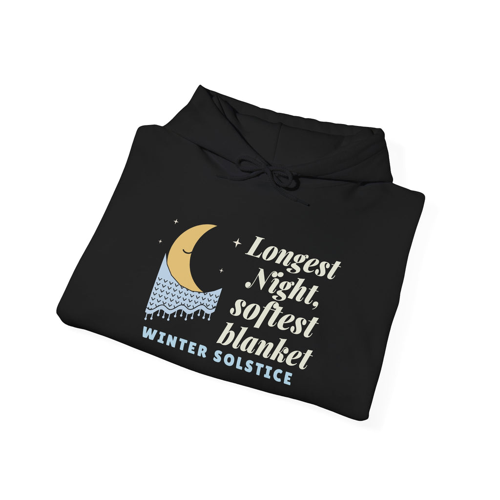 Longest Night Softest Blanket Hoodie, Winter Solstice Crescent Moon Sweatshirt