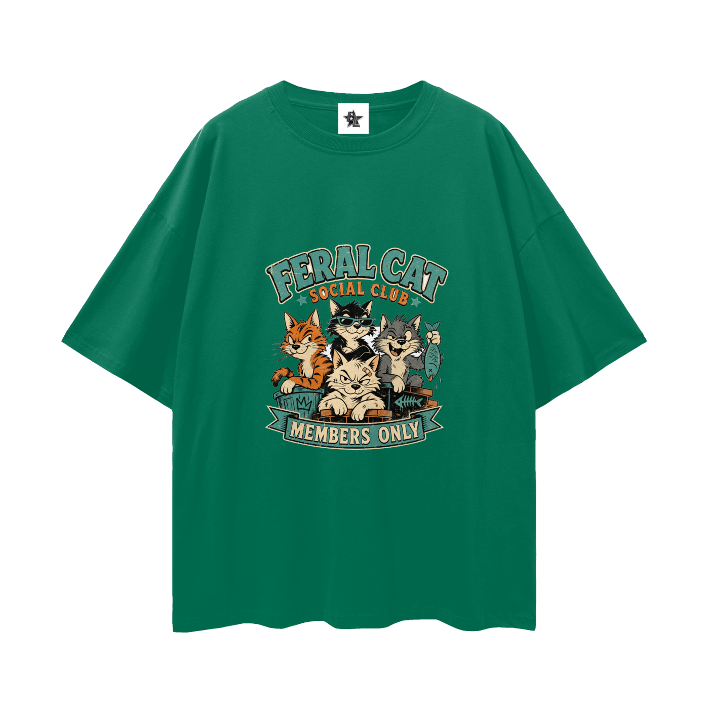 Feral Cat Social Club Tee - Members Only | Oversized Heavyweight Bootleg Graphic Tee