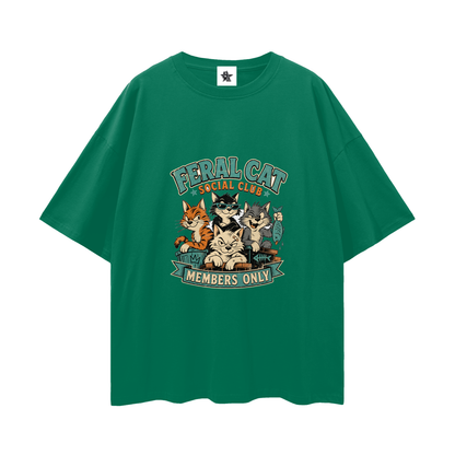 Feral Cat Social Club Tee - Members Only | Oversized Heavyweight Bootleg Graphic Tee