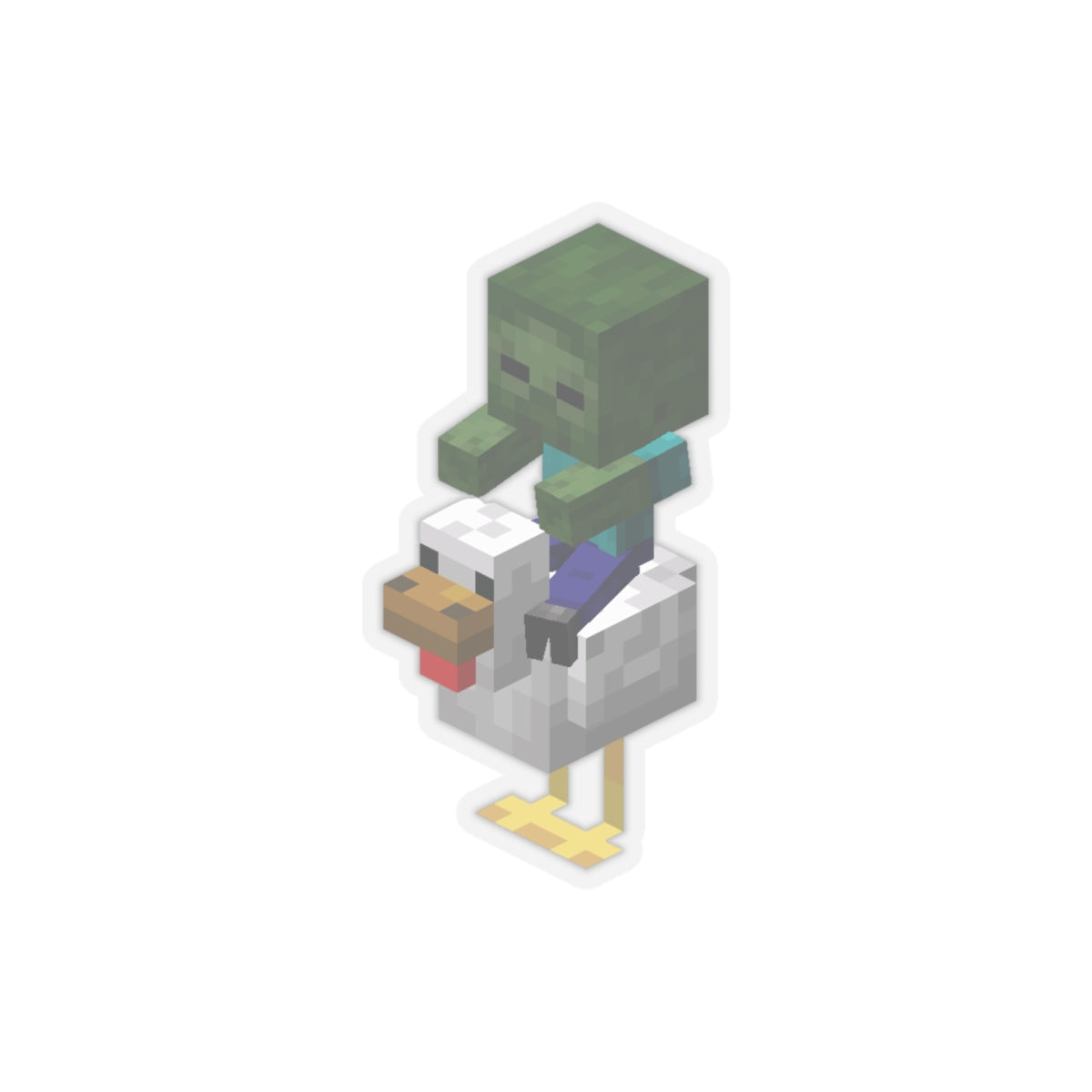 Minecraft Zombie On Chicken Funny Sticker