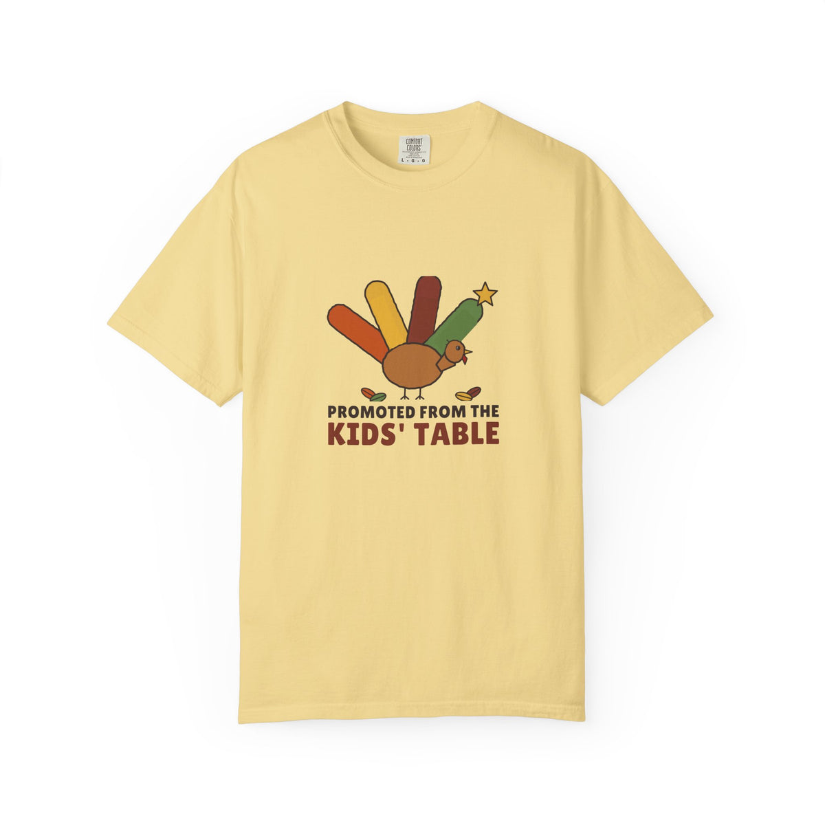 Promoted From the Kids Table Shirt, Funny Thanksgiving Hand Turkey Garment-Dyed Tee