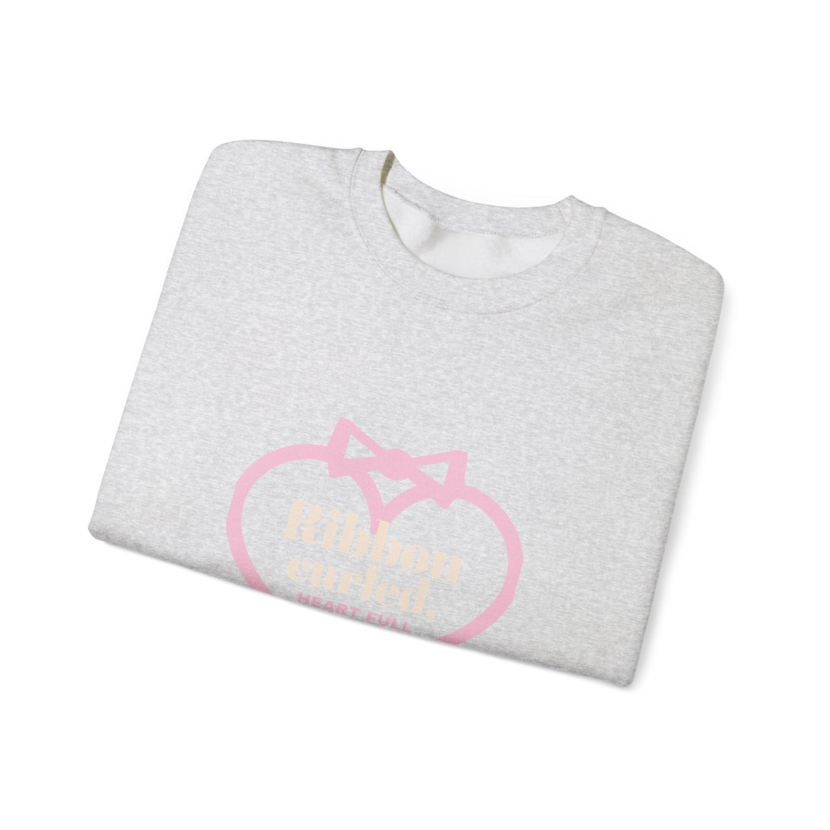 Christmas Sweatshirt, Ribbon Curled Heart Full Crewneck, Cozy Holiday Sweatshirt for Women, Christmas Gift for Her