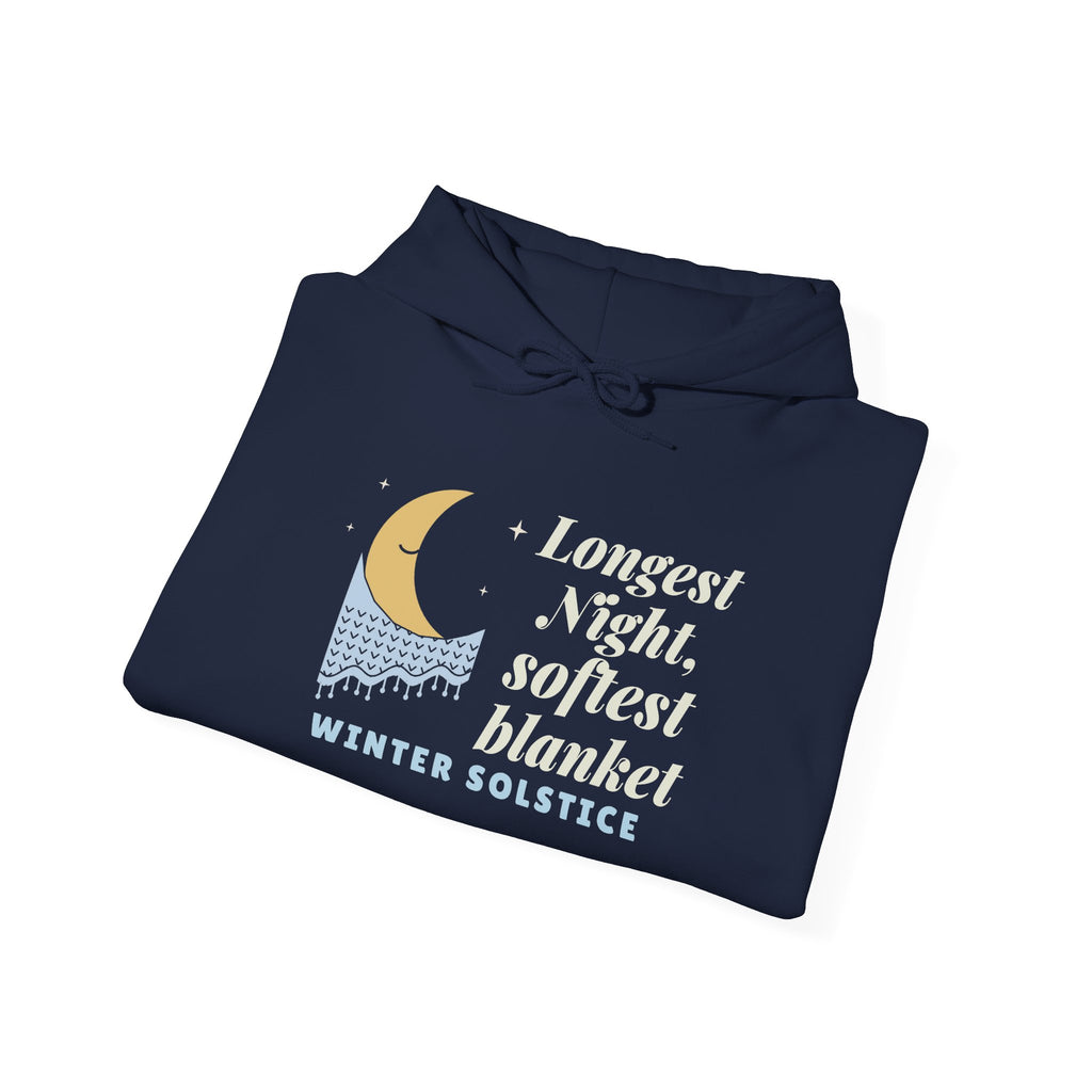 Longest Night Softest Blanket Hoodie, Winter Solstice Crescent Moon Sweatshirt