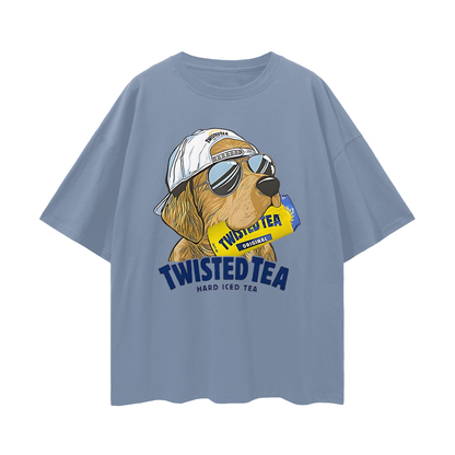 Golden Retriever Funny Twisted Teas Drink Graphic Oversized T Shirt