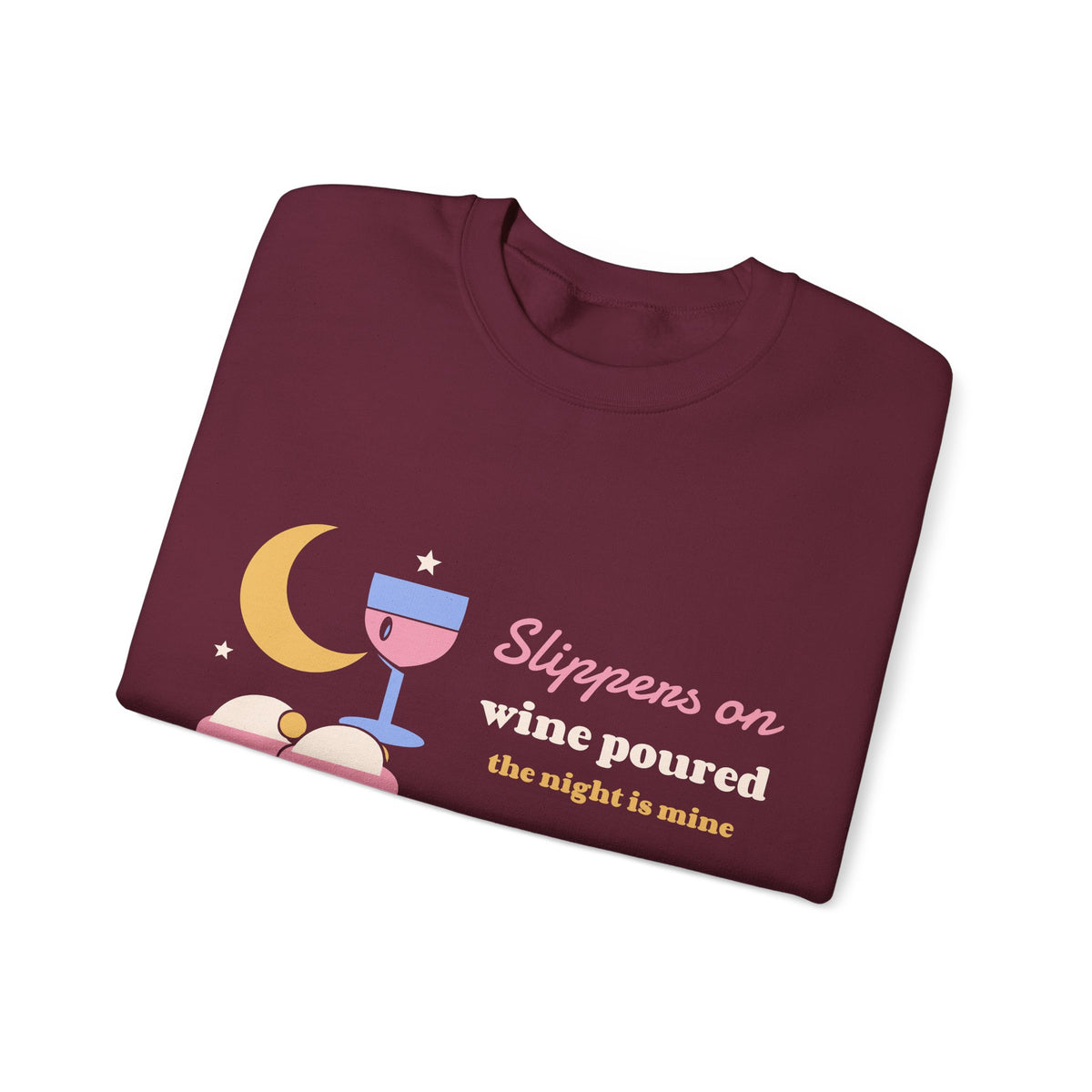 Funny Wine Sweatshirt for Women, Slippers On Wine Poured Crewneck, Wine Lover Gift, Night In Sweatshirt, Unisex S-3XL