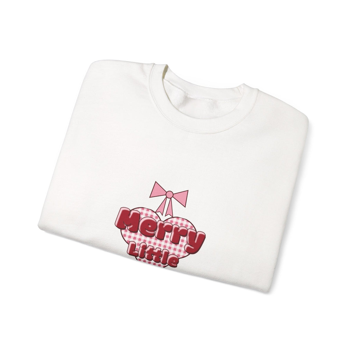 Merry Little Overachiever Puff Print Bow Gingham Christmas Sweatshirt