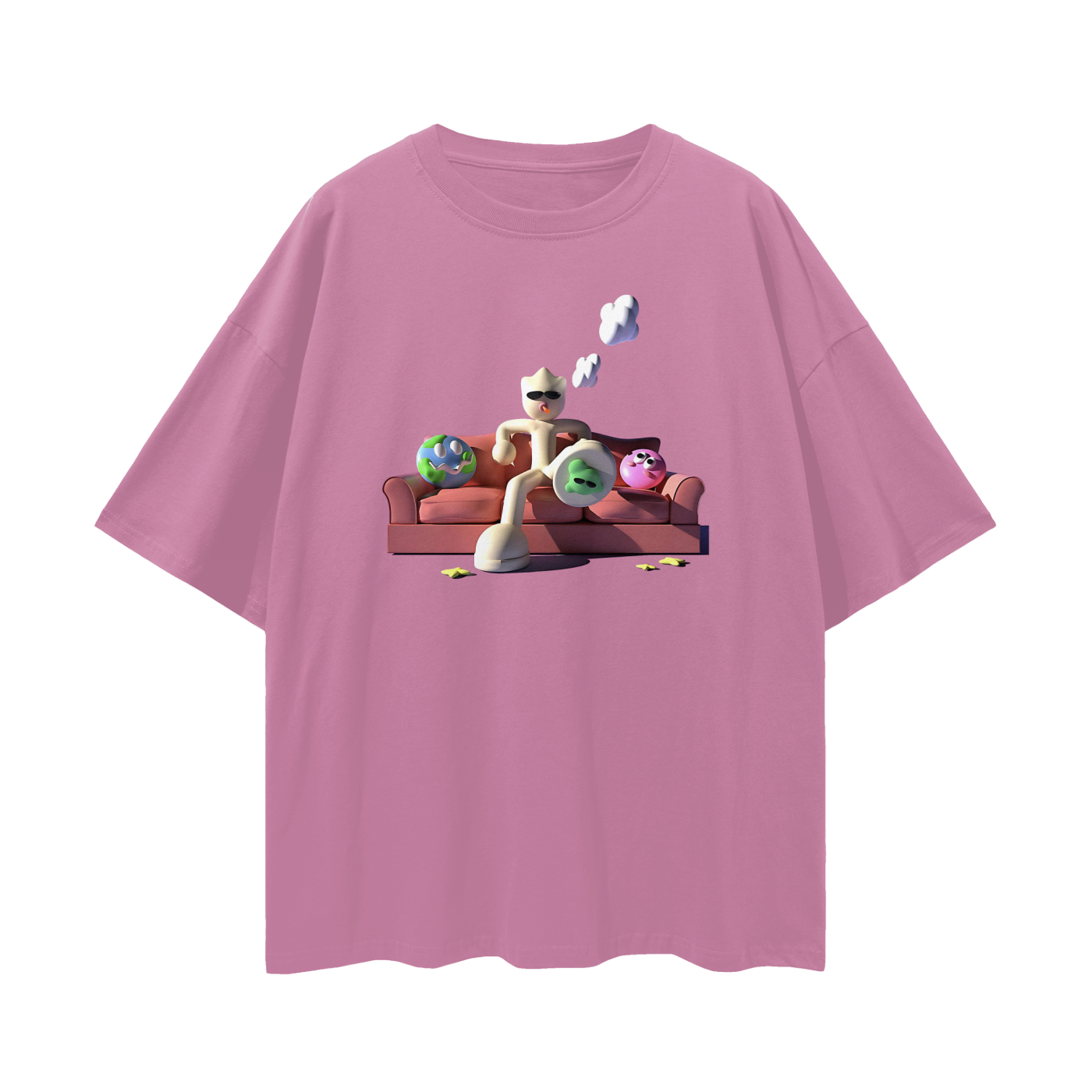 Clay Man On Couch Graphic Oversized T Shirt