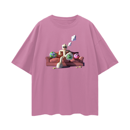 Clay Man On Couch Graphic Oversized T Shirt