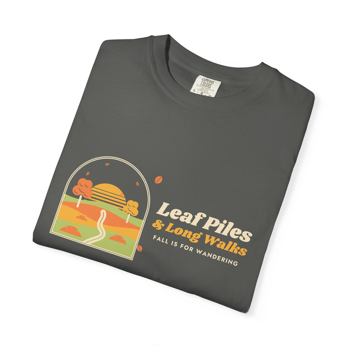 Fall Shirt for Women, Leaf Piles and Long Walks Retro Tee, 70s Autumn Shirt, Garment-Dyed Fall Tee