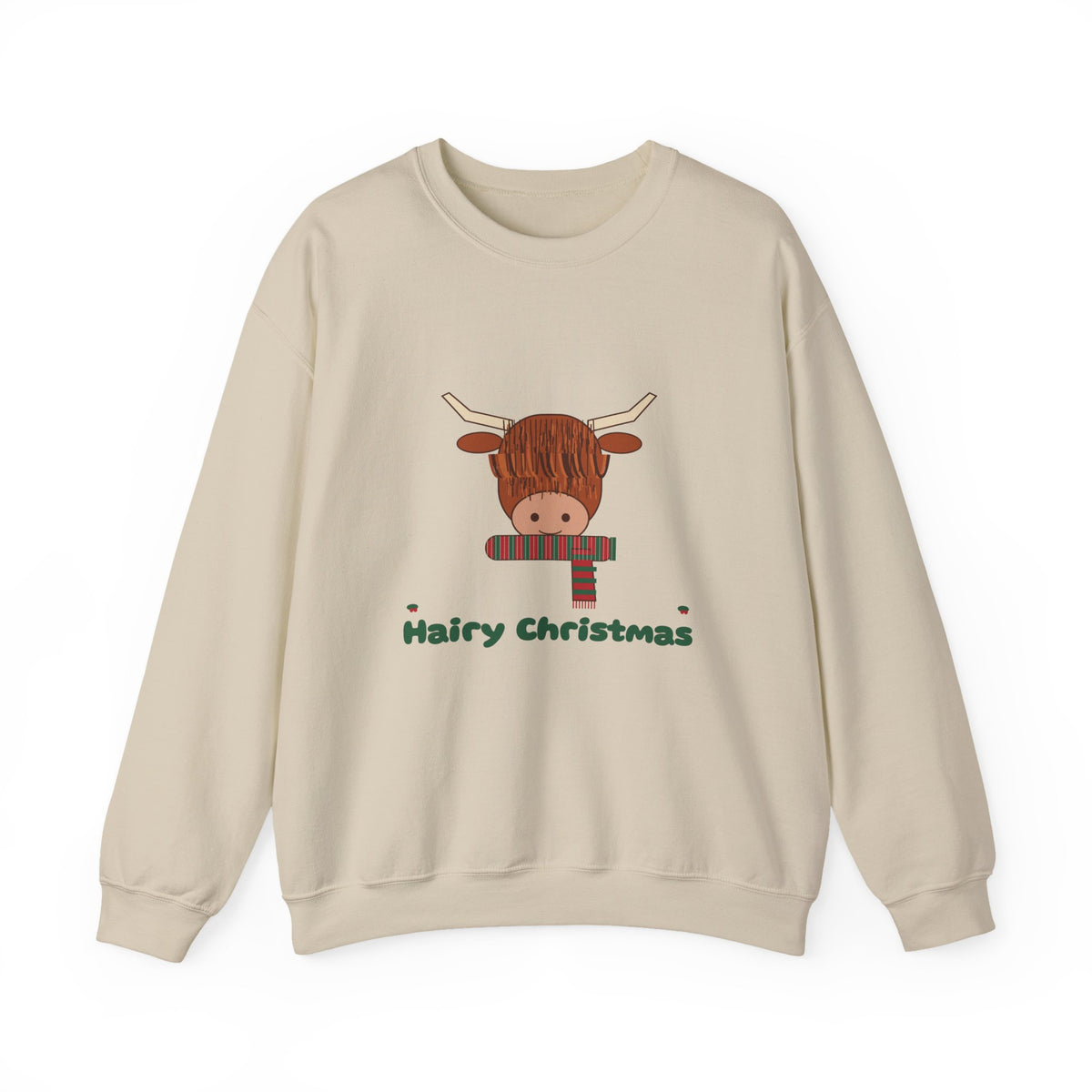 Hairy Christmas Highland Cow Scarf Sweatshirt