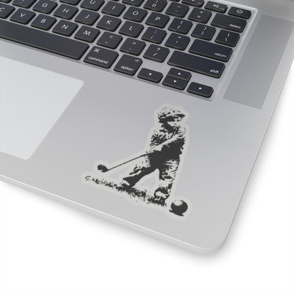 Kid Soldier Golfing Sticker