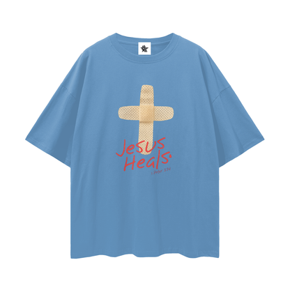 Religous Vintage/Y2K Jesus Heals Band Aid Oversized T Shirt