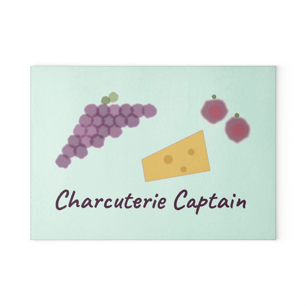 Charcuterie Captain Watercolor Glass Cutting Board