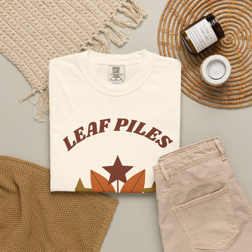 Fall Shirt for Women, Leaf Piles and Long Walks Retro Tee, 70s Autumn Shirt, Comfort Colors Fall Tee