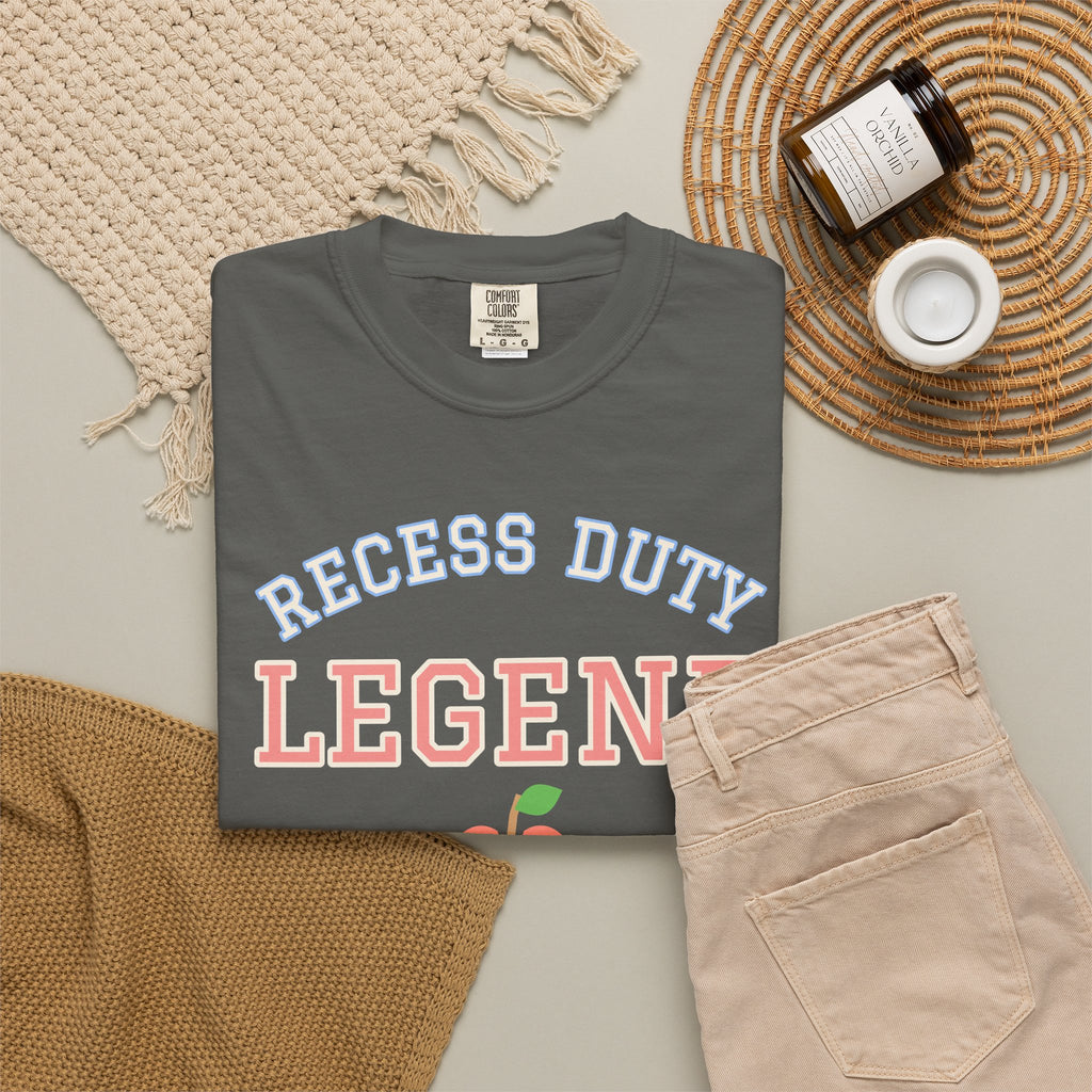 Teacher Shirt, Recess Duty Legend Varsity Tee, Teacher Appreciation Gift, Funny Teacher Tee, Garment-Dyed Cotton