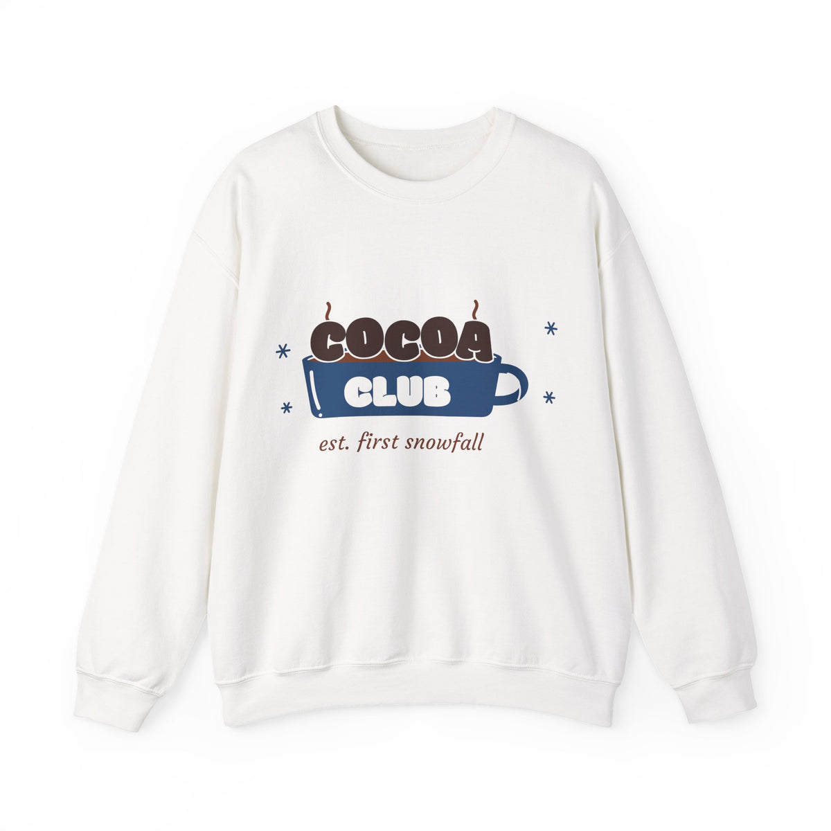 Icy Blue Christmas Sweatshirt, Cocoa Club Crewneck, Cozy Winter Sweatshirt for Women, Hot Chocolate Lover Gift, Snow Day