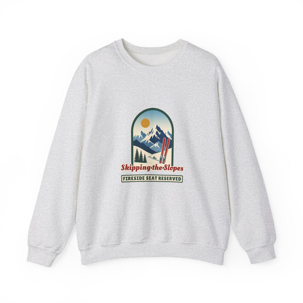 Skipping the Slopes Retro Ski Lodge Sweatshirt, Apres Ski Winter Crewneck