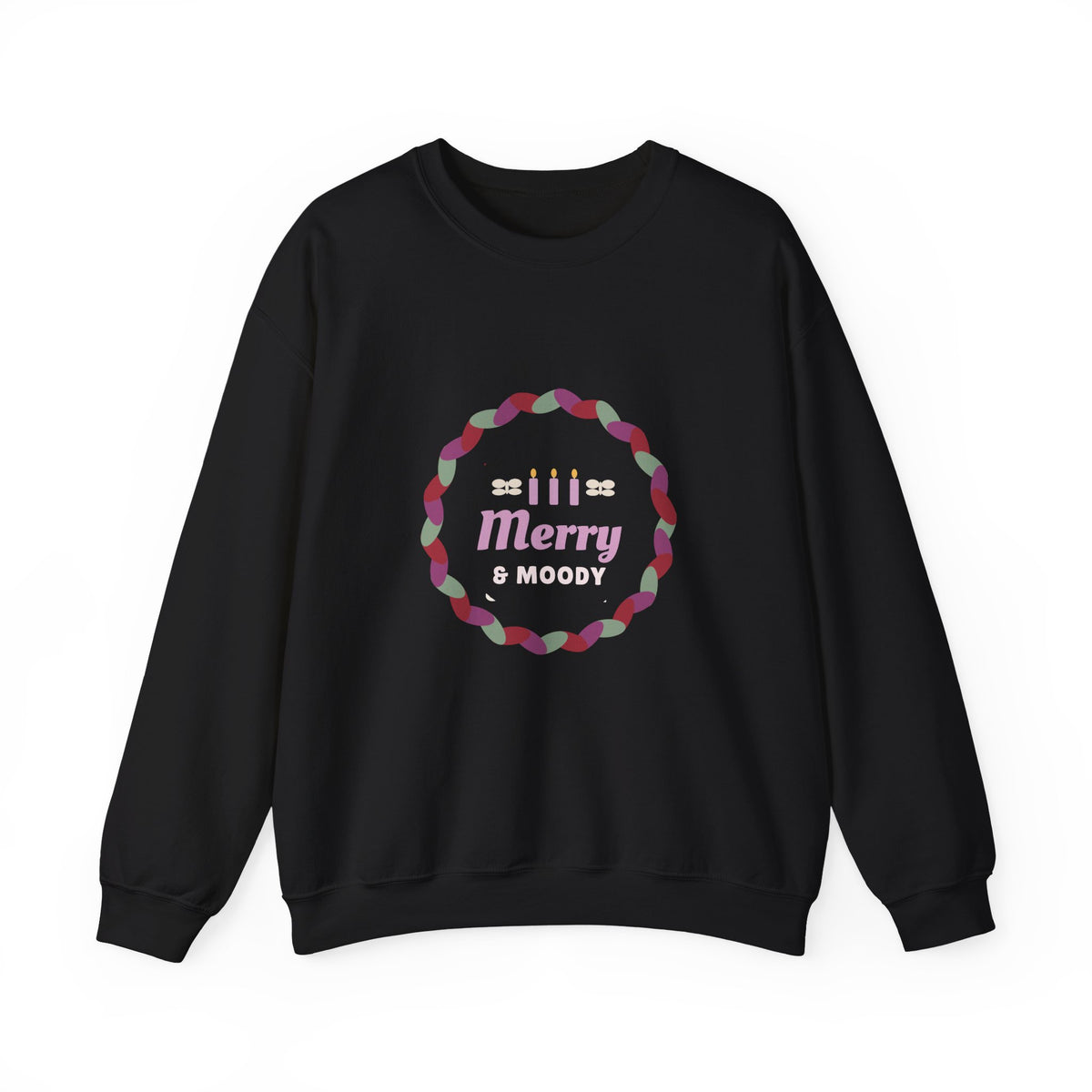 Dark Christmas Sweatshirt, Merry and Moody Crewneck, Moody Holiday Sweatshirt with Moths and Candles, Witchy Christmas Gift for Her