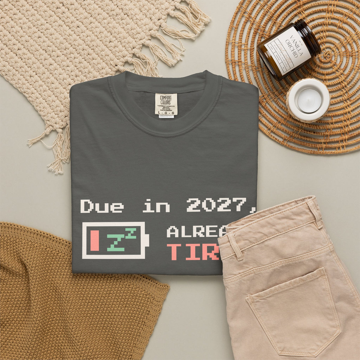 Due in 2027 Already Tired Tee, Pregnancy Announcement Shirt