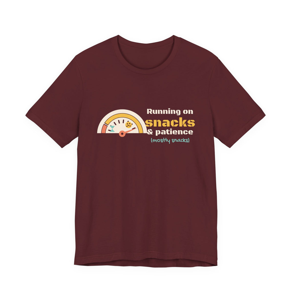 Funny Mom Shirt, Running on Snacks and Patience Tee, Mom Life T-Shirt, Gift for New Mom, Mothers Day Gift, Unisex S-3XL