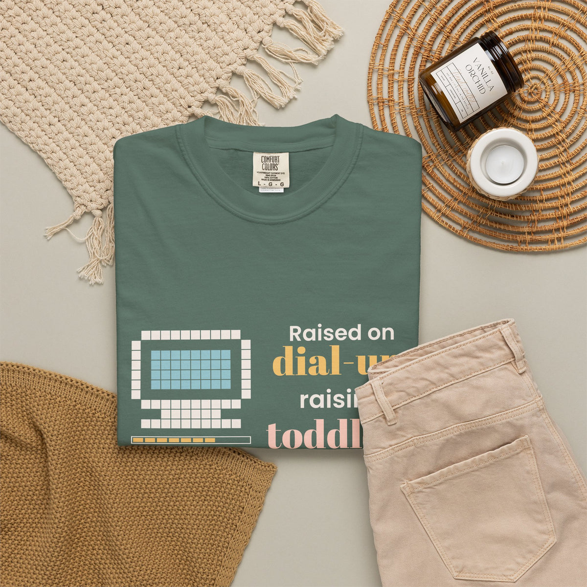 Raised on Dial-Up Raising Toddlers Tee, Millennial Mom Shirt