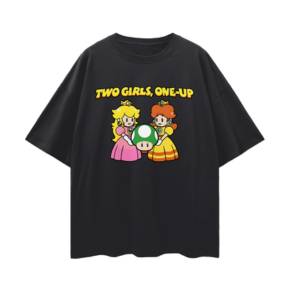 Funny Vintage/Y2K Two Girls One Up Oversized T Shirt