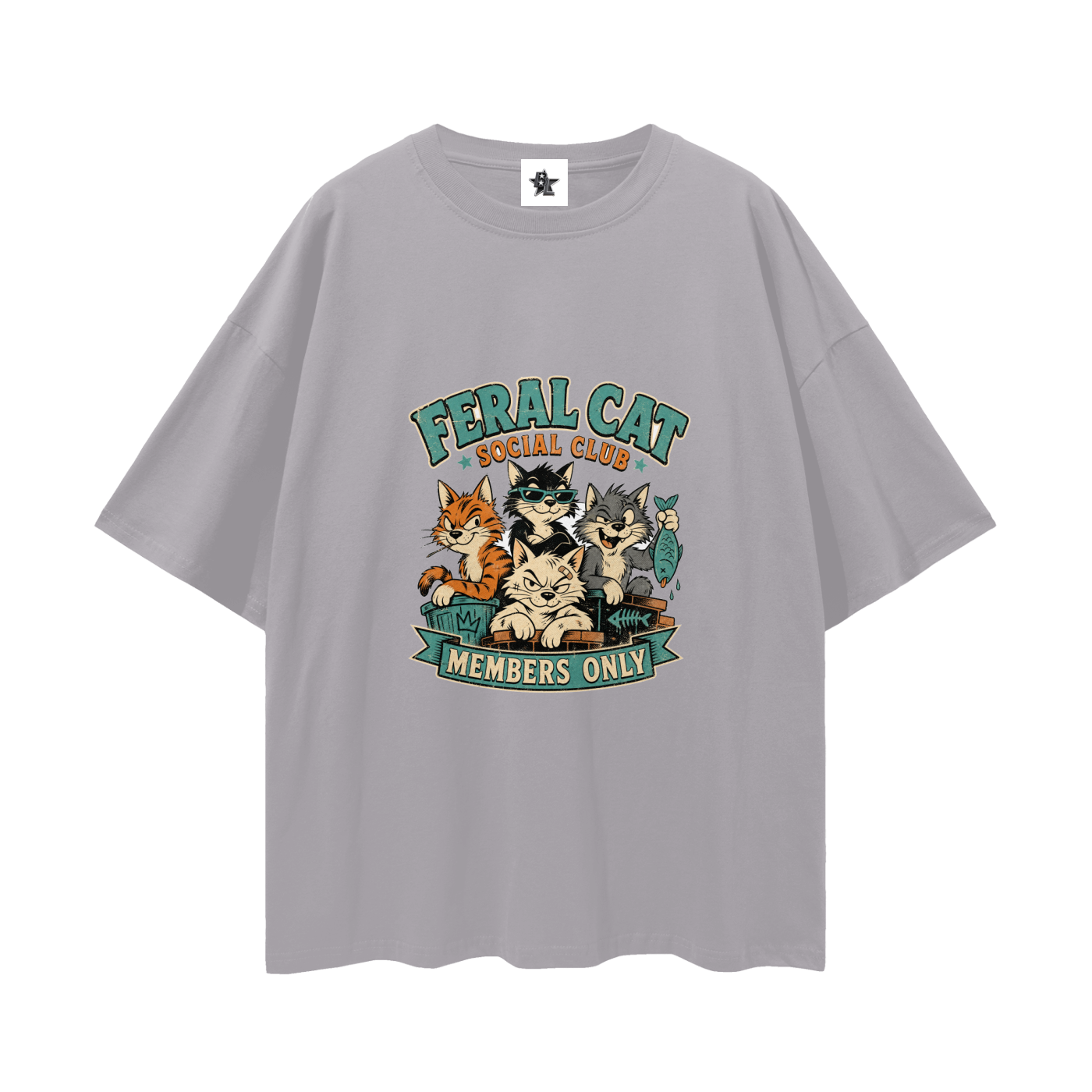Feral Cat Social Club Tee - Members Only | Oversized Heavyweight Bootleg Graphic Tee