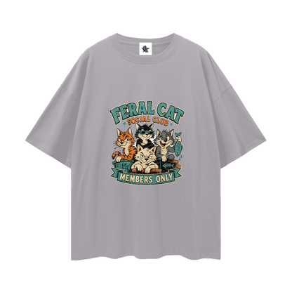 Feral Cat Social Club Tee - Members Only | Oversized Heavyweight Bootleg Graphic Tee