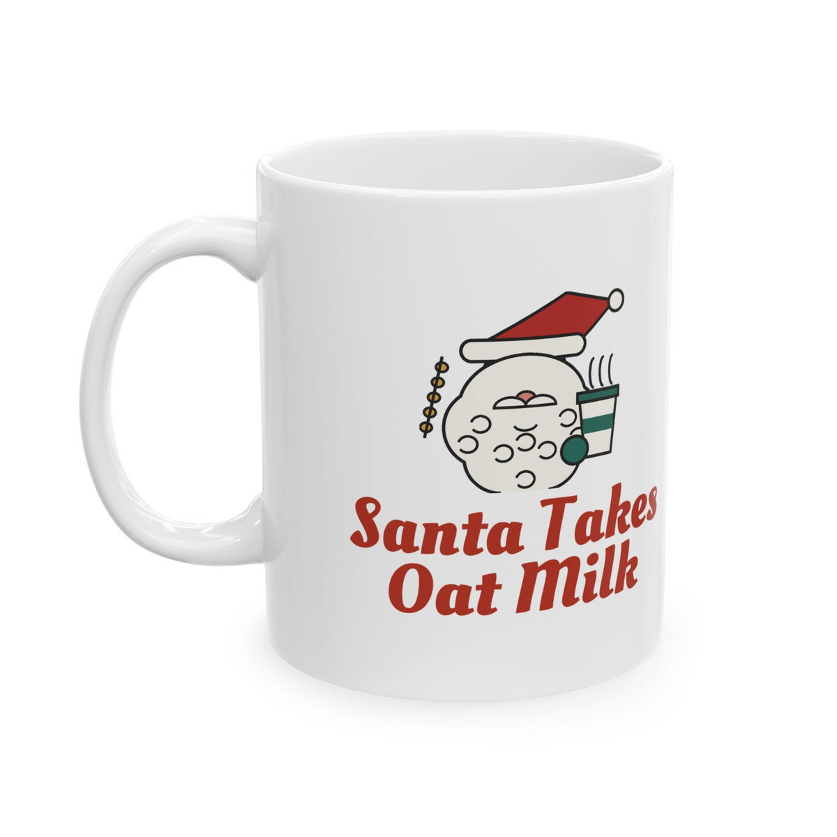 Santa Takes Oat Milk mug, 11oz left view