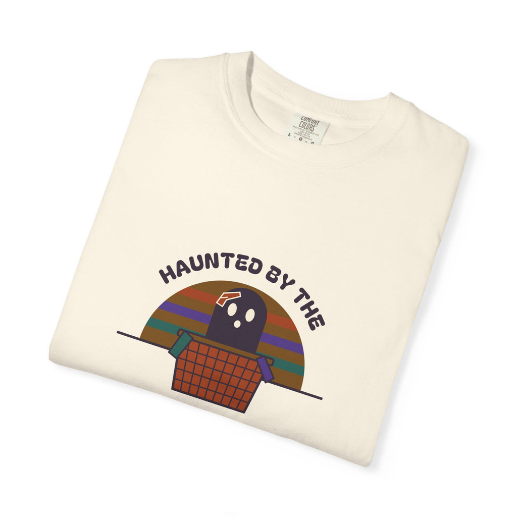 Haunted by the Laundry Pile Tee, Retro 70s Halloween Mom Shirt, Funny Mom Life Ghost Laundry T-Shirt, Garment-Dyed Spooky Season Gift