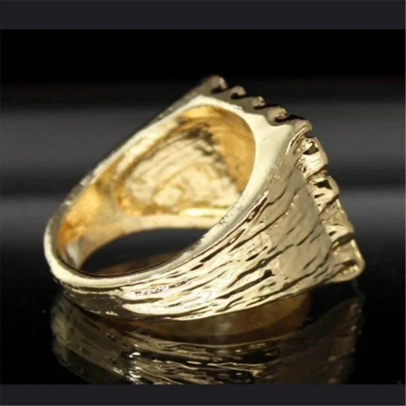 Jianjie Men'S Uneven Bumpy Luxury Gold/Silver Color Rings Square Delicate Party for Business Men Charming Accessories