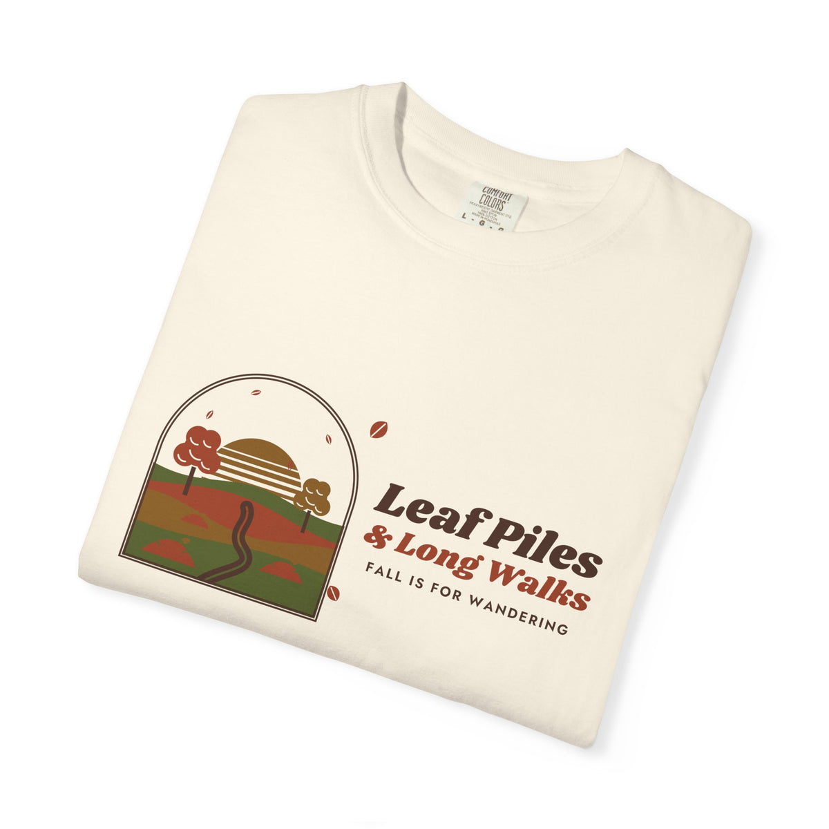 Fall Shirt for Women, Leaf Piles and Long Walks Retro Tee, 70s Autumn Shirt, Garment-Dyed Fall Tee