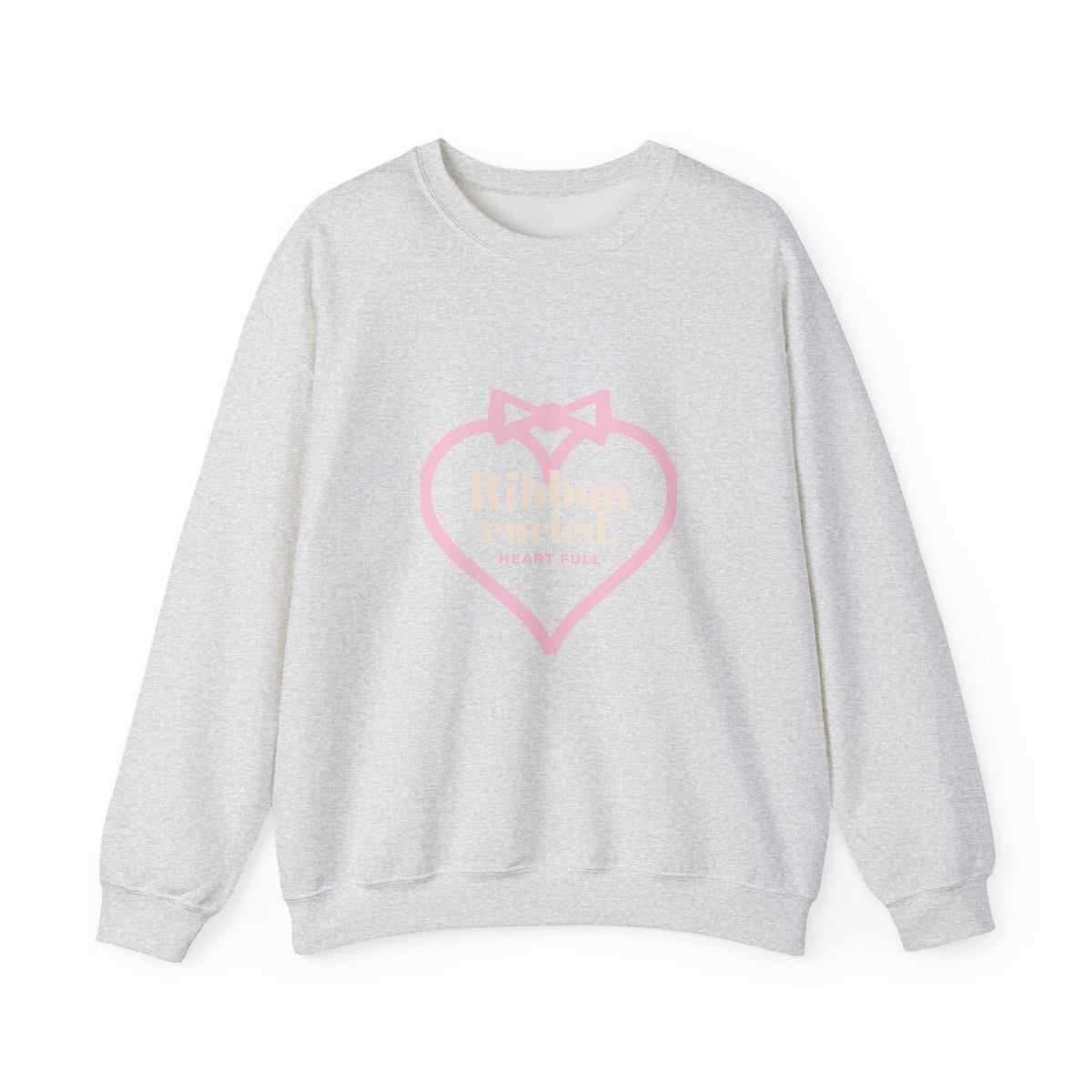 Christmas Sweatshirt, Ribbon Curled Heart Full Crewneck, Cozy Holiday Sweatshirt for Women, Christmas Gift for Her