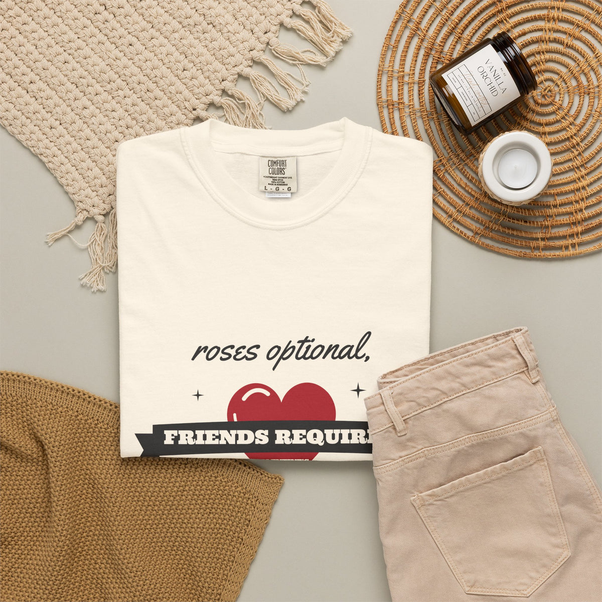 Galentines Day Shirt, Roses Optional Friends Required Tee, Best Friend Gift, Valentines Shirt for Women, Garment-Dyed Cotton